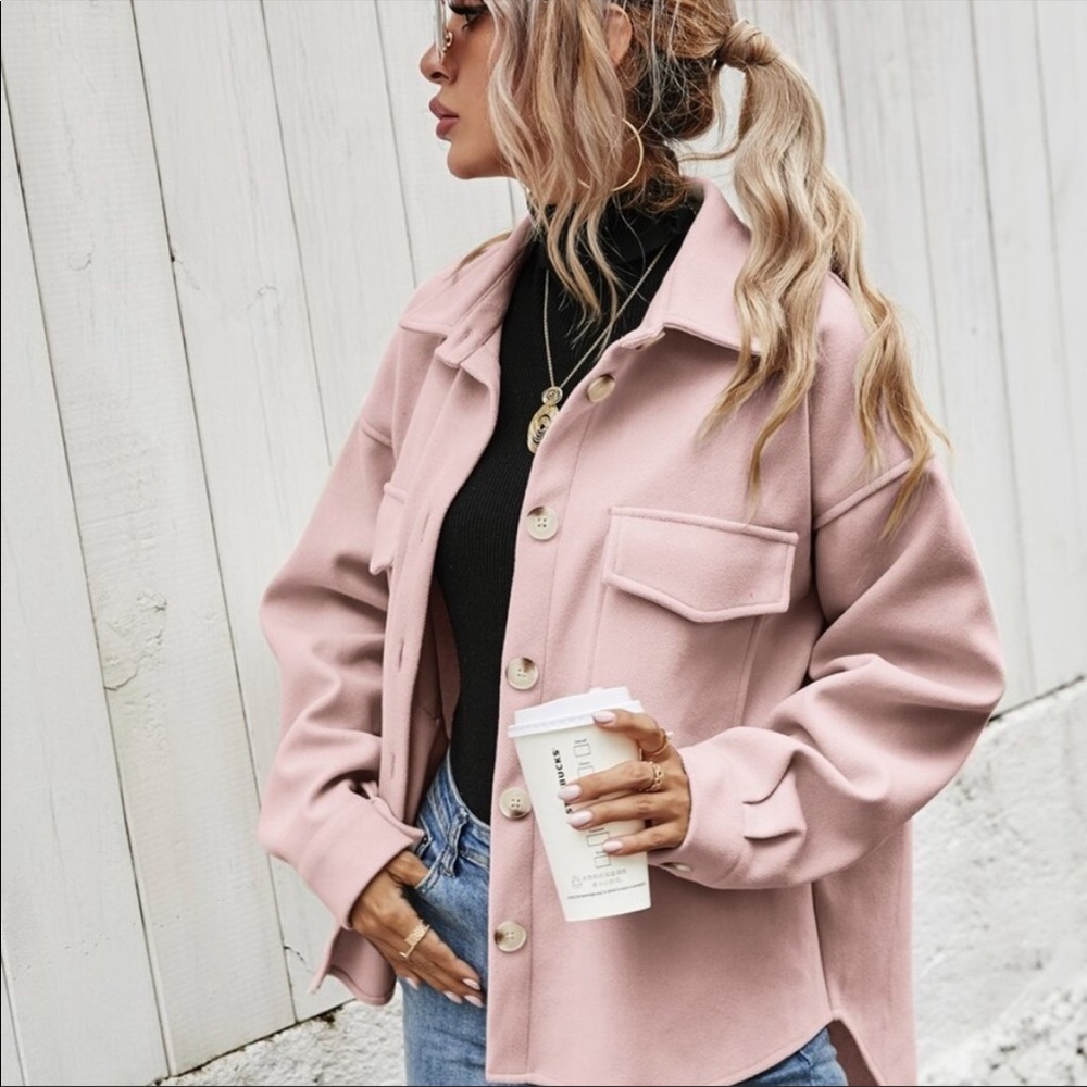 Boho brown boyfriend oversized button jacket shacket - Picture 3 of 15